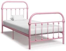 vidaXL Estrutura de cama 100x200 cm metal rosa