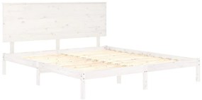 Estrutura de cama king 150x200 cm madeira maciça branco