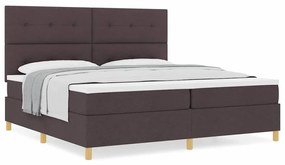 Cama Box Spring com Colchão Marrom Escuro 200x200 cm Tecido