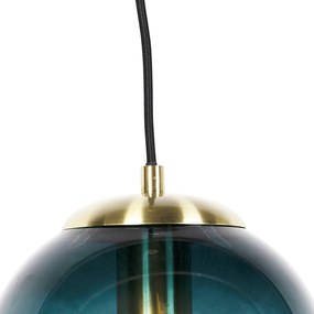 LED Candeeiro de suspensão inteligente latão com vidro azul oceano 20 cm incl. Wifi ST64 - Pallon Art Deco