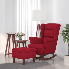 vidaXL Cadeira baloiço c/ pernas de metal/banco veludo vermelho tinto