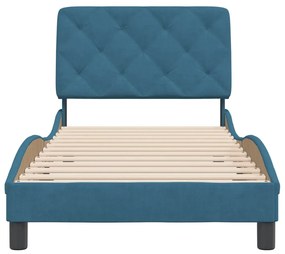 Estrutura de cama c/ cabeceira 90x190 cm veludo azul