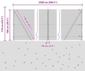 Cerca de Arame Soldado com 13 Postes Flangeados 1x25 m Aço Galvanizado