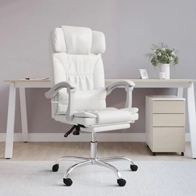 vidaXL Cadeira de escritório reclinável couro artificial branco