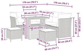 Conjunto de Sofá de Jardim de 8 Peças da com Almofadas Beiges em Ratta