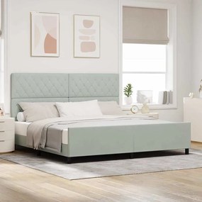 vidaXL Cama Box com cabeceira Cinzento-claro 200 x 200 cm Veludo