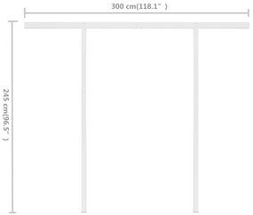 Toldo retrátil manual com postes 3x2,5 m azul e branco