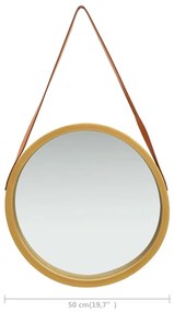 Espelho de parede com alça 50 cm dourado
