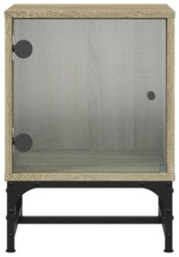 Mesa cabeceira c/ portas vidro 2 pcs 35x37x50cm carvalho sonoma