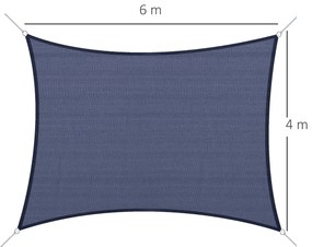 Vela de Sombra Retangular 4x6 m Toldo Vela de HDPE com Proteção UV Ane