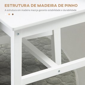 HOMCOM Conjunto de 2 Cadeiras de Sala de Jantar Cadeira de Cozinha com Encosto de Ripas Estrutura de Madeira de Pinho para Sala de Jantar Restaurante Carga Máxima 120 kg 41x46,5x85,5 cm Branco