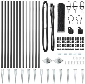 Conjunto de Cercas Conjunto de 2 Cinza Metal 25 x 1 m Durável