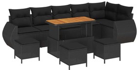 vidaXL Conjunto de Sofá de Jardim 10 pcs Preto Rattan de Polipropileno