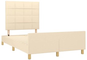 Estrutura de cama sem colchão 120x190 cm tecido creme