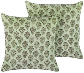 Conjunto de 2 almofadas decorativas em veludo verde 45 x 45 cm RUNGIA Beliani