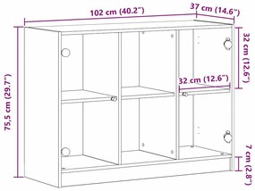 Buffet vidaXL Carvalho Preto 102x37x75,5 cm Madeira Ing.