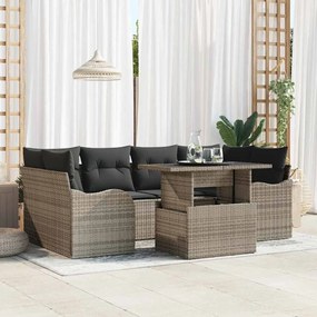 Conjunto de Sofá para Jardim vidaXL com Almofadas Cinza em Rattan Poli