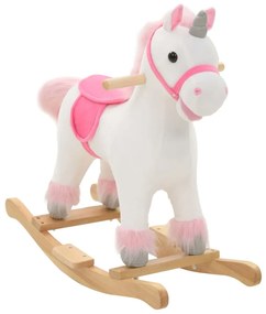 80219 vidaXL Animal de baloiçar unicórnio pelúcia 65x32x58 cm branco e rosa