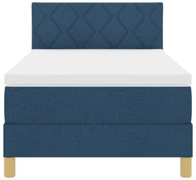Cama Box Spring com Colchão Azul 90x200 cm Tecido