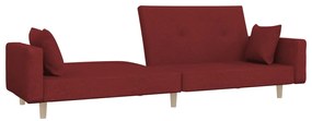 Sofá-cama 2 lugares com duas almofadas tecido vermelho tinto