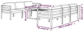7 pcs conjunto lounge jardim com almofadões alumínio antracite