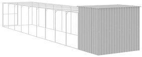 Casota cães c/ parque 214x1069x181 cm aço galvaniz. cinza-claro