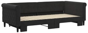 Sofá-cama com gavetão 90x200 cm veludo preto