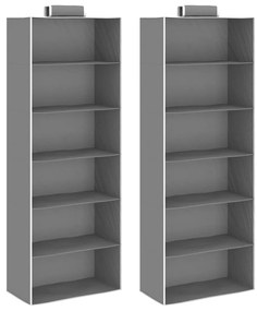vidaXL Arrumação suspensa para armário 6 compartimentos 2 pcs tecido