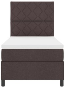 Cama Box Spring com Colchão Marrom Escuro Solteiro Tecido