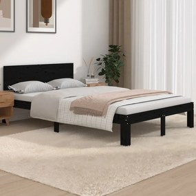 vidaXL Estrutura cama pequena casal 120x190 cm pinho maciço preto
