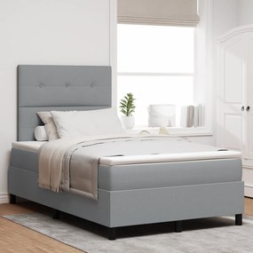 Cama Box Spring com Colchão Cinza Claro 120x200 cm Tecido