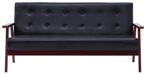 Conjunto de sofás 3 pcs couro artificial preto