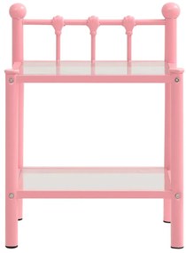 Mesas de cabeceira 2 pcs metal rosa e vidro transparente