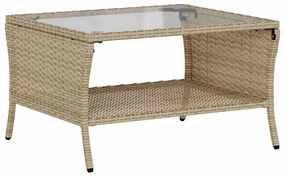 6 pcs conjunto de sofás p/ jardim com almofadões vime PE bege