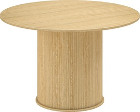 HOMCOM Mesa de jantar redonda para 5 pessoas, Ø 120 x 76 cm, mesa de cozinha com base cilíndrica canelada, madeira natural | Aosom Portugal