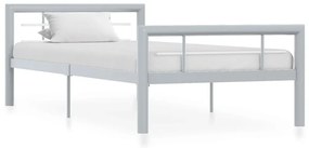 Estrutura de cama 100x200 cm metal cinzento e branco