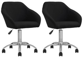 vidaXL Cadeiras de jantar giratórias 2 pcs tecido preto