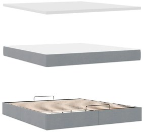 Estrutura cama otomana colchão 160x200 cm tecido cinzento claro