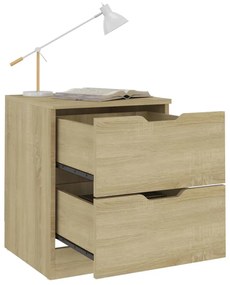 Mesas cabeceira 2pcs 40x40x50cm contraplacado carvalho sonoma