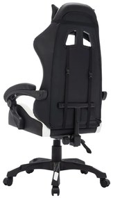 Cadeira estilo corrida luzes LED RGB couro artif. branco/preto