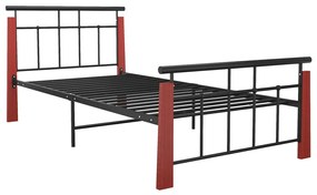 Estrutura de cama 100x200 cm metal/madeira de carvalho maciça