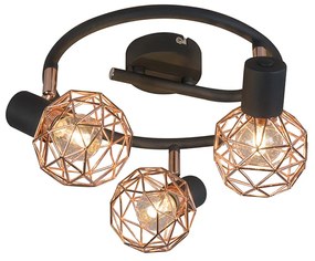 Projetores modernos pretos com cobre 3 luzes - Mesh Design,Moderno