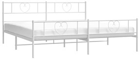 Estrutura de cama com cabeceira e pés 200x200 cm metal branco