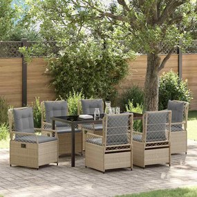 vidaXL Conjunto de Jantar de Jardim de 7 Peças Bege Rattan PE