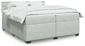 vidaXL Cama com molas/colchão 200x200 cm veludo cinzento-claro