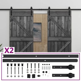 vidaXL Porta de correr com ferragens 100x210 cm pinho maciço preto