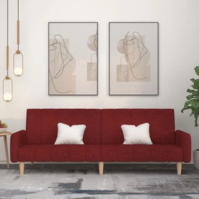 vidaXL Sofá-cama de 2 lugares tecido vermelho tinto