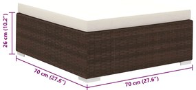 8 pcs conjunto lounge jardim c/ almofadões vime PE castanho