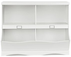 Estante armazenamento infantil com 2 compartimentos e 2 recipientes para organizador de brinquedos de quarto e sala 105,5 x 39,5 x 84 cm branco