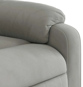 Poltrona massagens reclinável elevatória microfibra cinza-claro